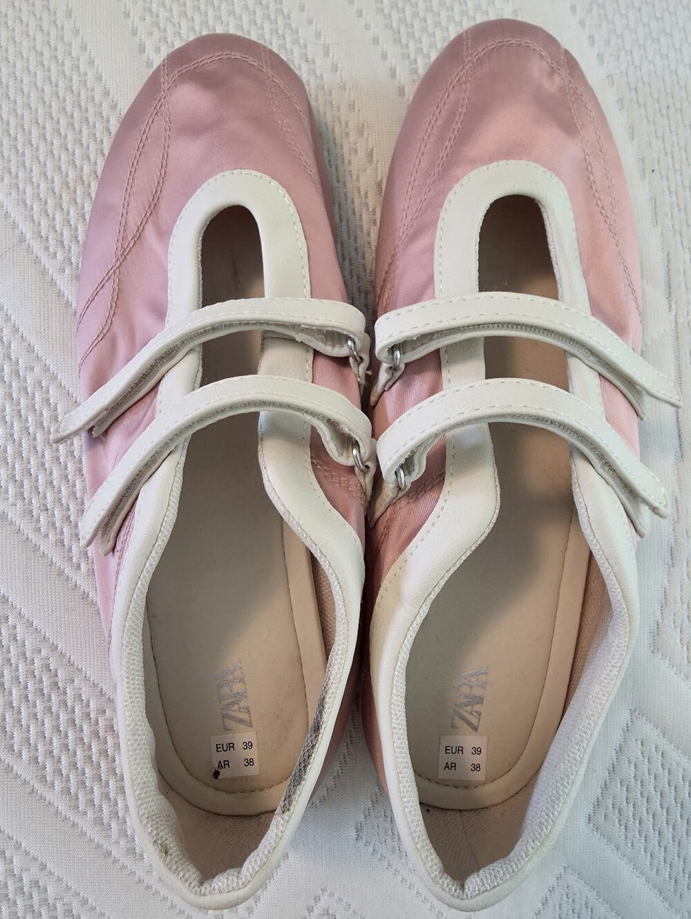 Zara Balletcore Velcro Ballerina Flats SZ 39